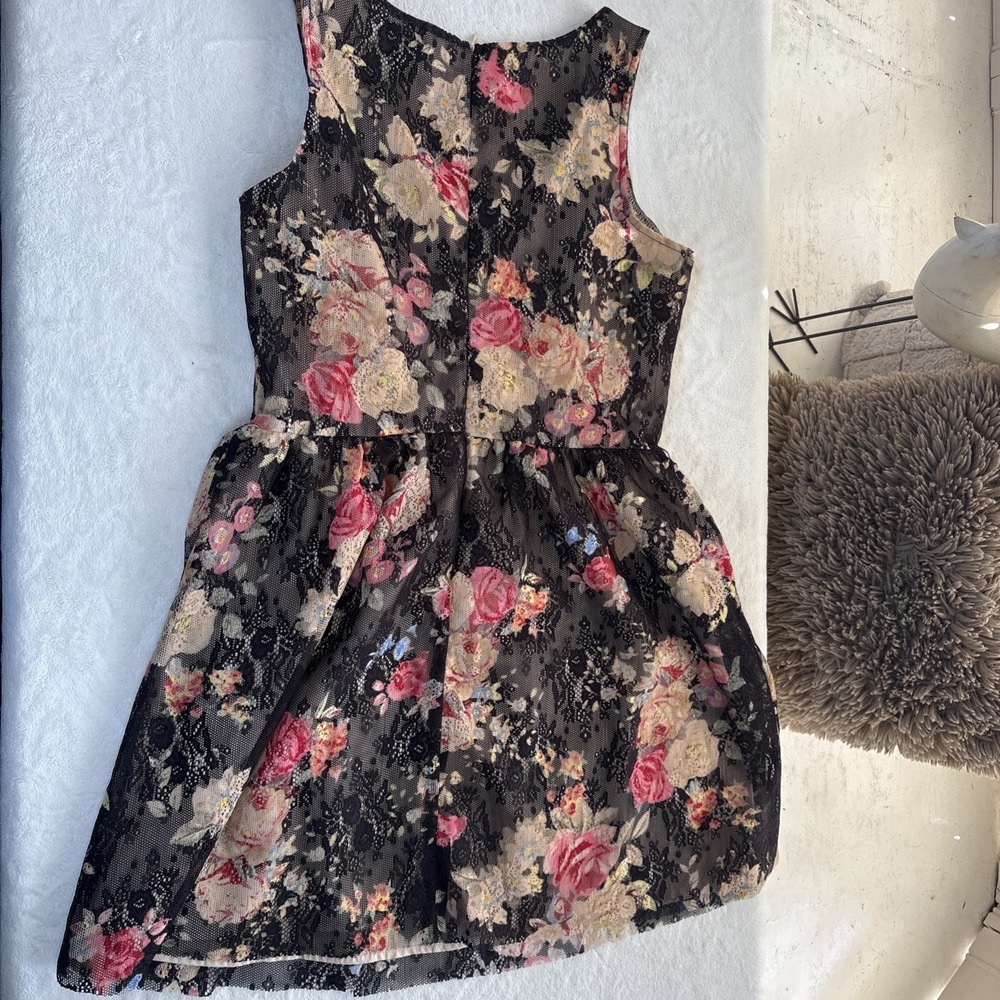 American Rag Floral Fit & Flare Sleeveless Dress Women's Large Floral Sheer - Picture 6 of 8